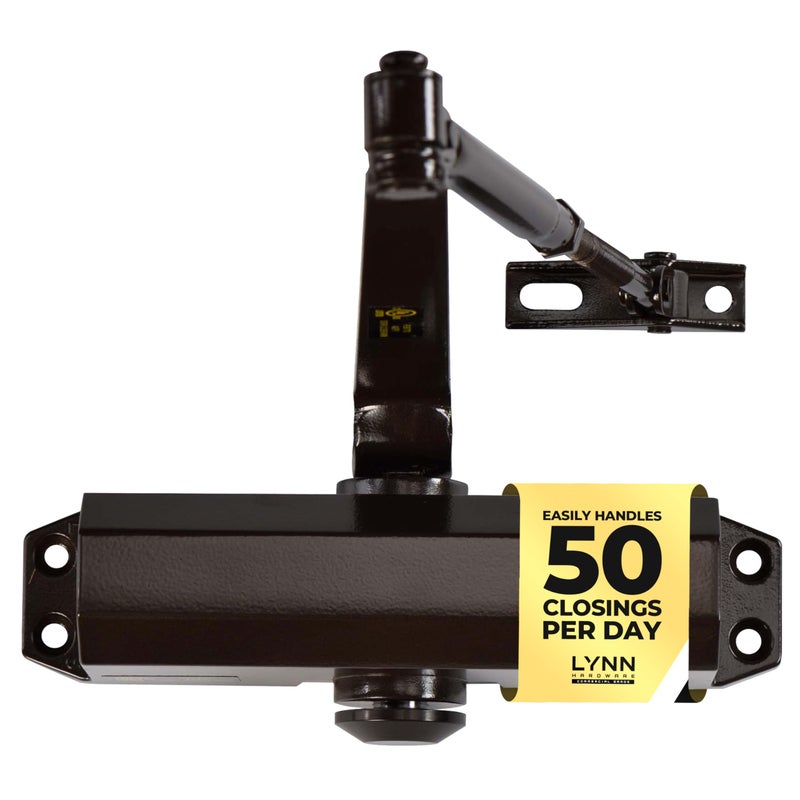LYNN HARDWARE Light Duty Automatic Door Closer (Dark Bronze) - Highly Durable Cast Aluminum, Commercial or Home Use, Adjustable Speed Controls, 3 Mounting Options, 3 Hour Fire Rated (DC5003 Model) - Image 1